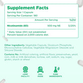 Vitamin B3 Nicotinamide 500mg - High Absorption Form of Vitamin B3 Niacin Flush Free for Hear Skin Brain and Energy Support - NAD Precursor - Made in a cGMP American Facility (180 Servings)